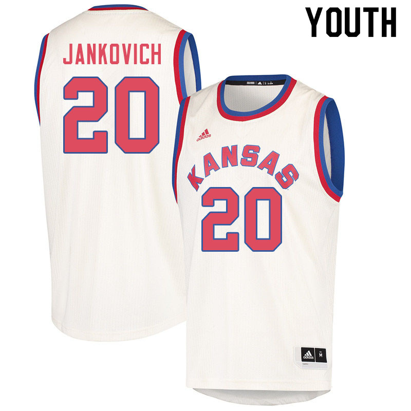 Youth #20 Michael Jankovich Kansas Jayhawks College Basketball Jerseys Sale-Cream